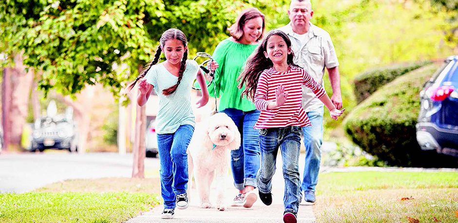 family walking