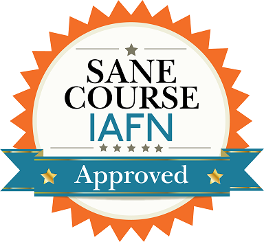 Graphic that reads "SANE Course IAFN Approved"